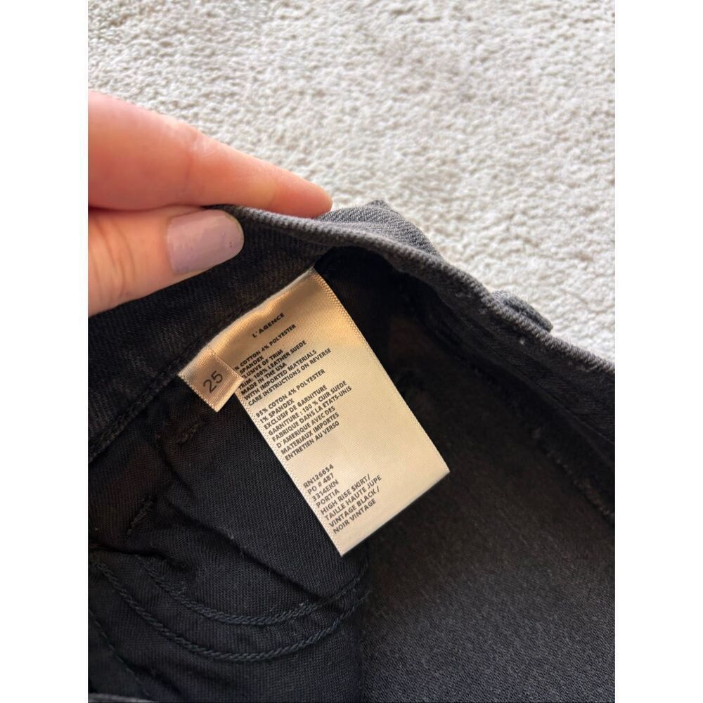 NWOT L'Agence Portia high-rise lace-up denim mini skirt, Sz 25, $285 F44 - Picture 5 of 8